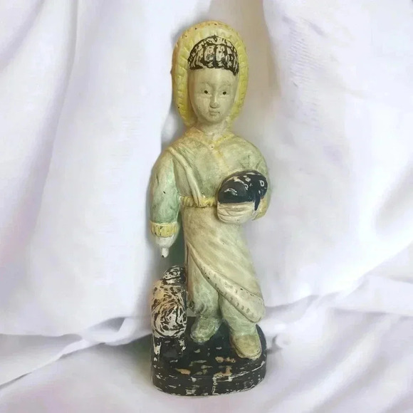 Vintage Japanese Hand Carved Wooden Figurine - Picture 1 of 5